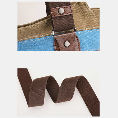 Multifunction Color Block Canvas Handbag Hobo Tote Bag Crossbody Purses