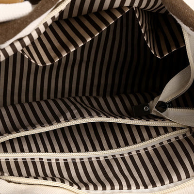 Casual Tote Bag For Women Daily Use Striped Canvas Bag
