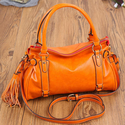 Top-Handle Satchel Handbag for Women Leather Tote Shoulder Bag with Crossbody Strap