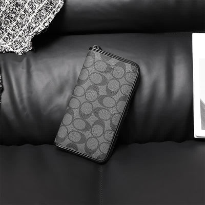 Leather Wallet for Men Zip Around Pattern Print Luxury Wallet Clutch