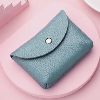 Genuine Leather Coin Purse Mini Wallet Card Holder with Zipper Pocket