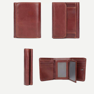 Men's Trifold Durable Wallets RFID Blocking Soft Genuine Leather Wallet