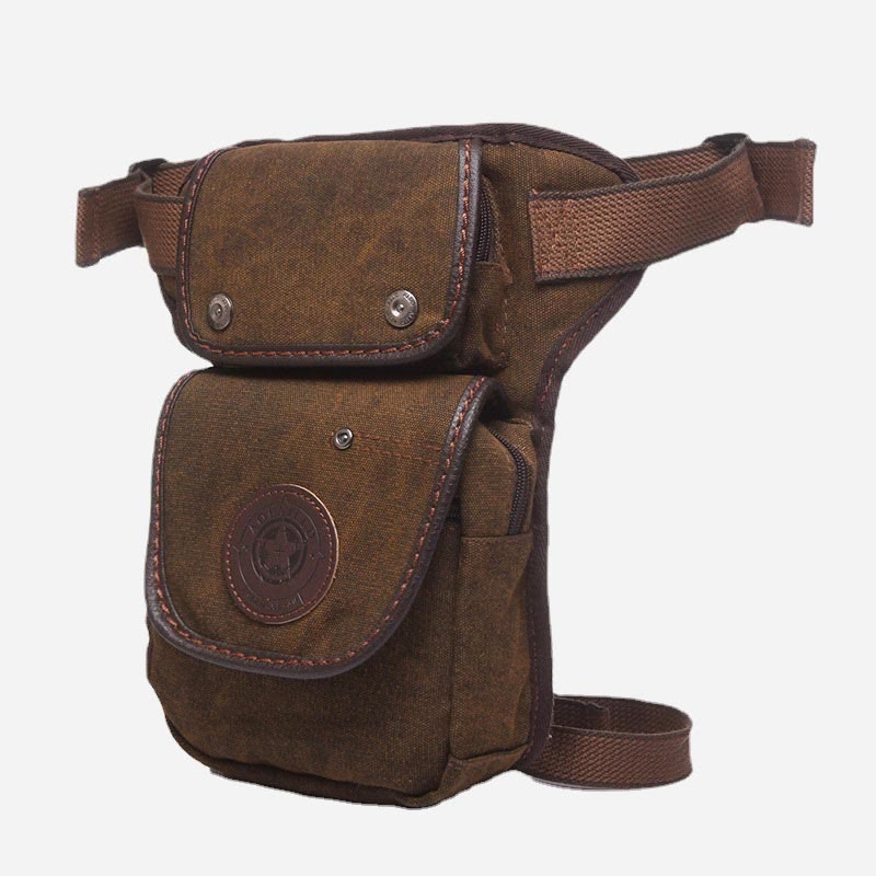 Retro Leg Bag For Men Outdoor Sports Canvas Crossbody Bag