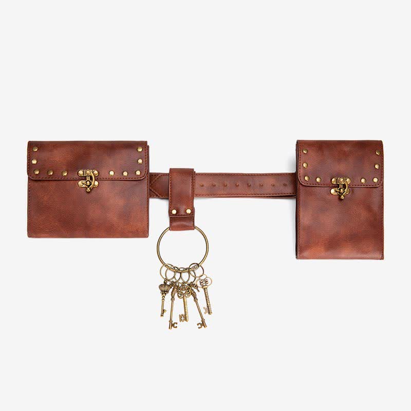 Medieval Renaissance Waist Bag Pouch Belt Holster with Belt Key Chain