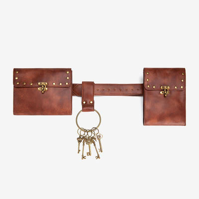 Medieval Renaissance Waist Bag Pouch Belt Holster with Belt Key Chain