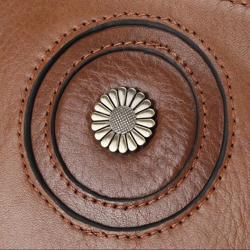 Genuine Leather Wallet For Women Men Solid Color Clutch Bag
