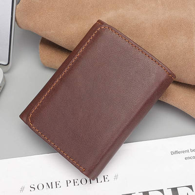 Men's Trifold Durable Wallets RFID Blocking Soft Genuine Leather Wallet