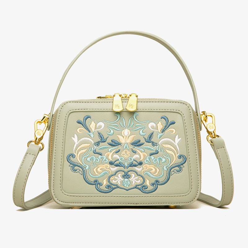Top-Handle Bag for Women Vintage Embroidery Folk-Custom Shopping Crossbody Bag