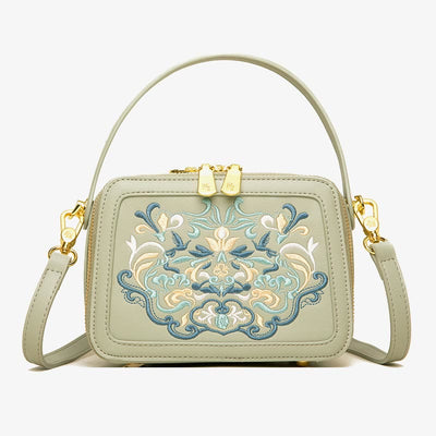 Top-Handle Bag for Women Vintage Embroidery Folk-Custom Shopping Crossbody Bag