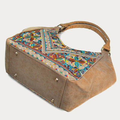 Tote For Women Travel Ethnic Style Pattern Leather Shoulder Bag