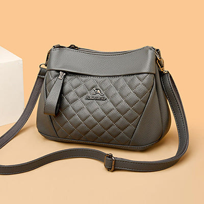 3 Layer Quilted Faux Leather Crossbody Bag Purse For Women