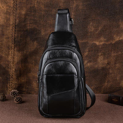 Genuine Leather Sling Backpack Retro Multipurpose Crossbody Shoulder Bag Chest Bag