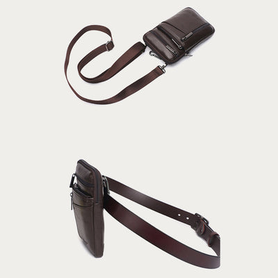 Messenger Bag For Men Mini Ultra Thin Leather Shoulder Bag