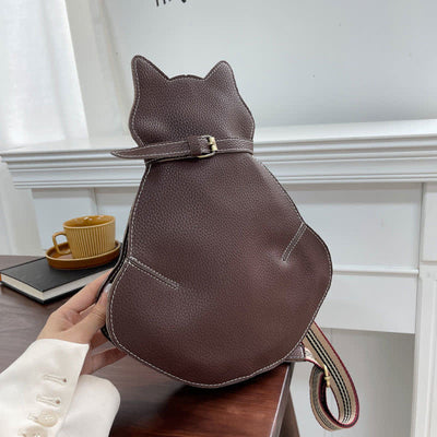 Cute Cat Shaped PU Leather Sling Bag Ladies Crossbody Shoulder Bag