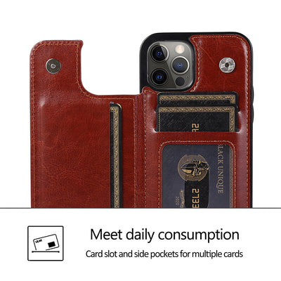 Compatible with iPhone 13 Pro Max Wallet Case Double Magnetic Clasp with Card Holder