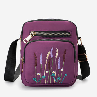 Lightweight Water & Tear Resist Women Purse Multi-pocket Embroidery Crossbody Bag Shoulder Bag