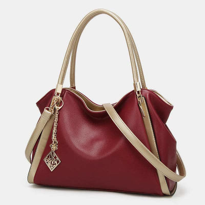 Women's Large Leather Zipper Shoulder Tote Top Handle Handbag