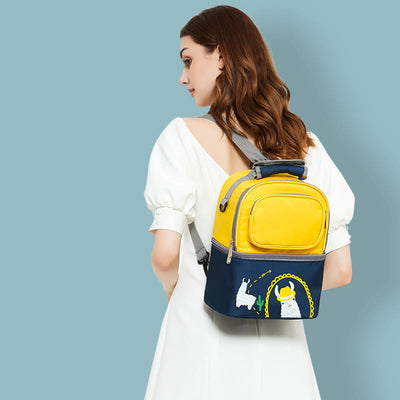 Mommy Bag For Women Cartoon Multifunctional Two-Layer Design Outdoor Backpack
