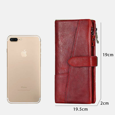 RFID Large Capacity Vintage Genuine Leather Purse