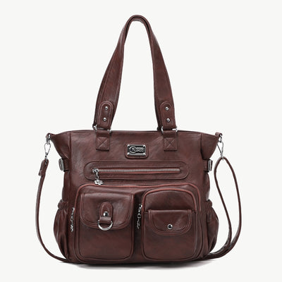 Women Large Underarm Tote Multiple Pockets Two Use Crossbody Bag - Maroon - image 18