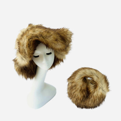 Faux Fur Soft Hat Bag Set For Women Winter Dating