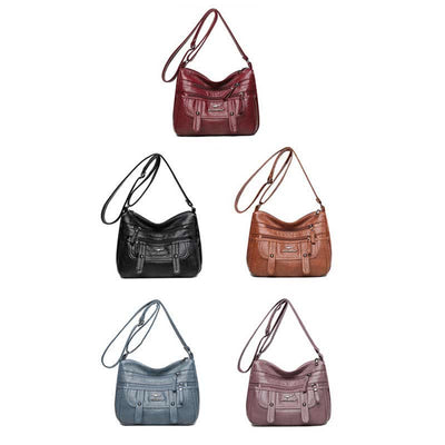 Crossbody Bag for Women Multi-Pocket Soft Leather Zipper Pocket Shoulder Purse