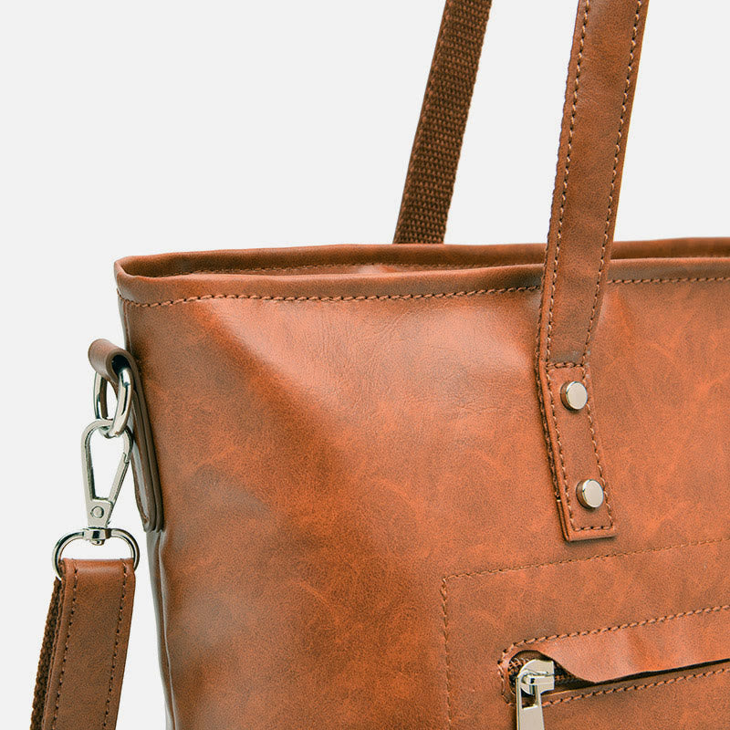 Retro Women Shoulder Bag Soft Vegan Leather Crossbody Travel Tote - image 9