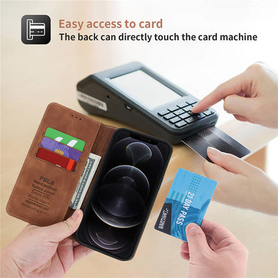 iPhone 13 Pro Max Leather Wallet Case Magnetic Case with Stand Card Slot