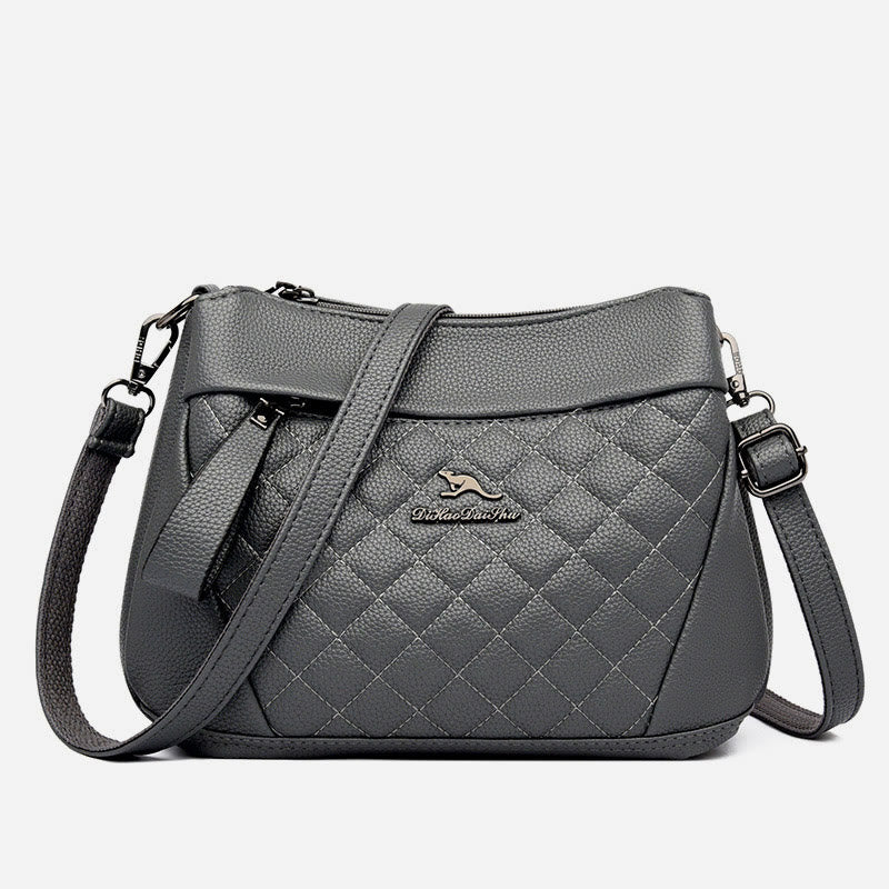 3 Layer Quilted Faux Leather Crossbody Bag Purse For Women