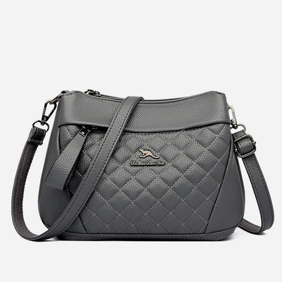 3 Layer Quilted Faux Leather Crossbody Bag Purse For Women