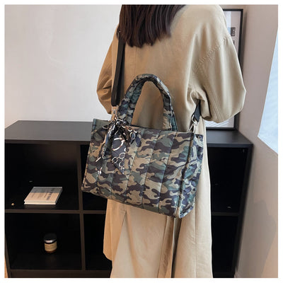 Down Handbag Large Capacity Detachable Strap Crossbody Tote For Winter