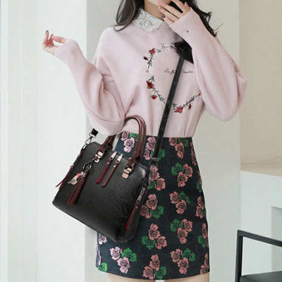 Handbags Purses for Women Vegan Leather Top-Handle Shoulder Bag with Zipper