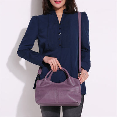Soft Leather Handbags Stitching Solid Shoulder Bag