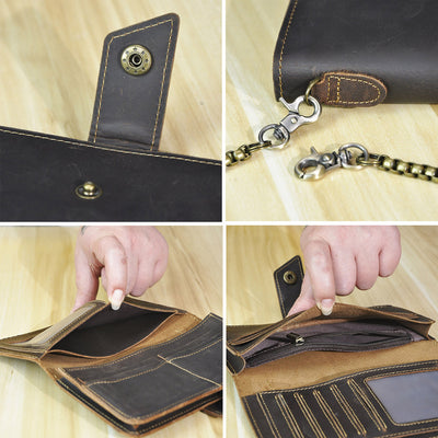 Long Wallet With Chain Large Capacity Money Clip For Men