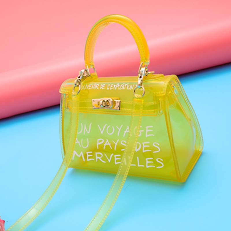 Transparent Top Handle Bag Bright Color Crossbody Handbag For Women