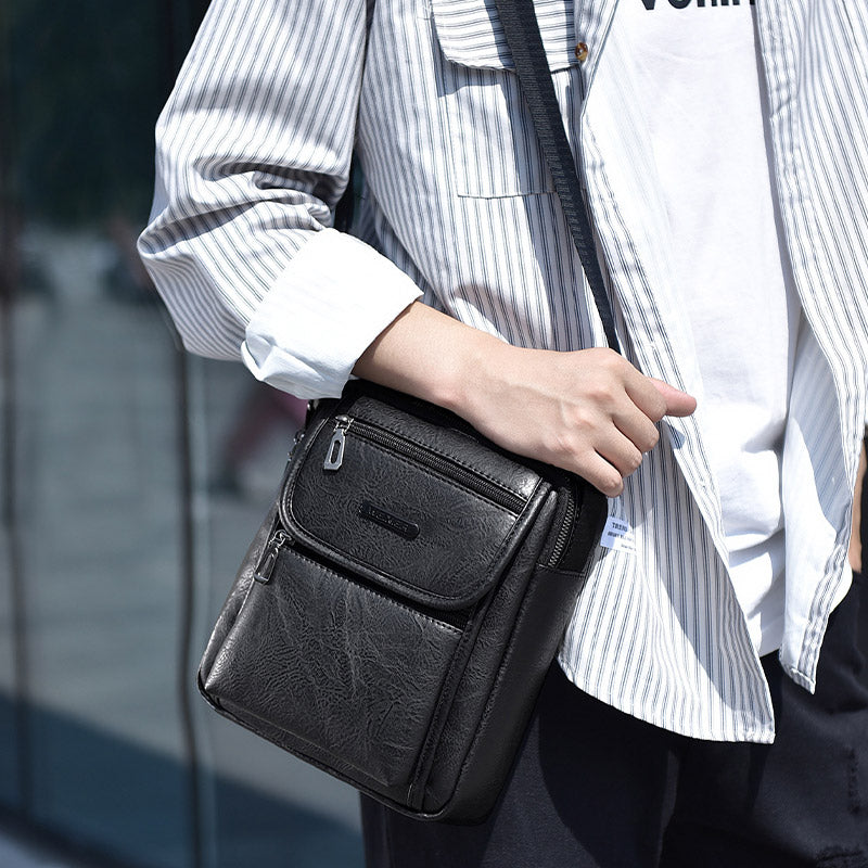 Portable Messenger Bag For Men Business Vegan Leather Shoulder Bag