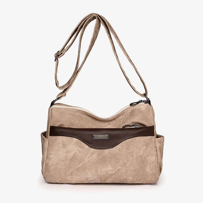 Retro Crossbody Bag Womens Color Matching Short Travel Leather Purse