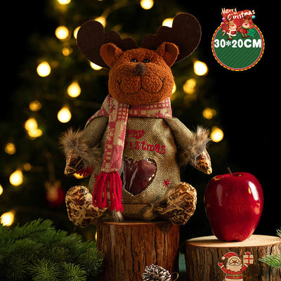 3Pcs Linen Christmas Apple Bags Set Zipper Holiday Candy Gift Bag