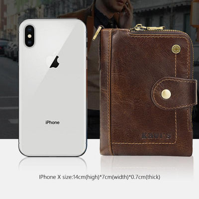 Genuine Leather Anti-theft Retro Wallet With Chain