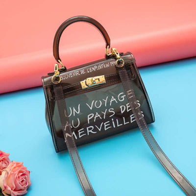 Transparent Top Handle Bag Bright Color Crossbody Handbag For Women