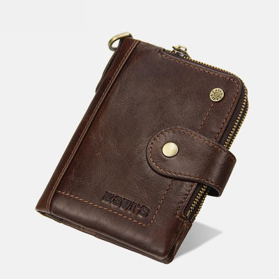 Genuine Leather Anti-theft Retro Wallet With Chain