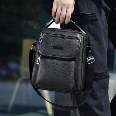 Portable Messenger Bag For Men Business Vegan Leather Shoulder Bag