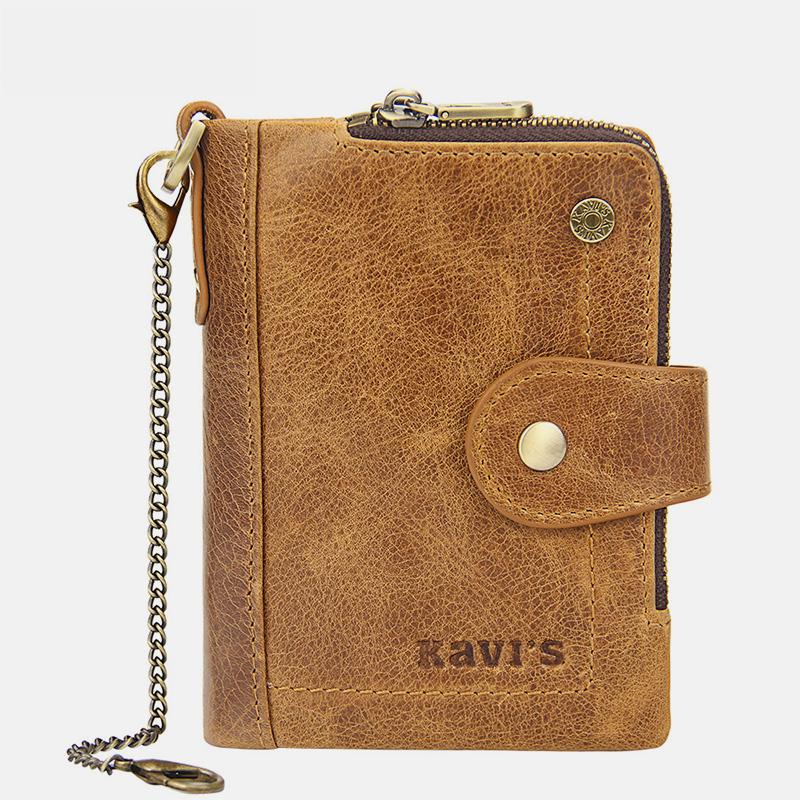 Genuine Leather Anti-theft Retro Wallet With Chain