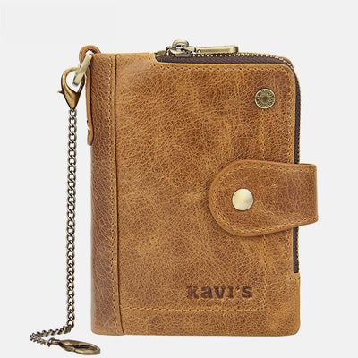 Genuine Leather Anti-theft Retro Wallet With Chain