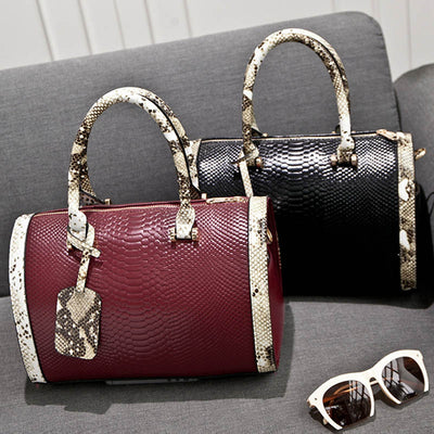 Snakeskin Grain Top Handbag For Lady Vegan Leather Crossbody Bag