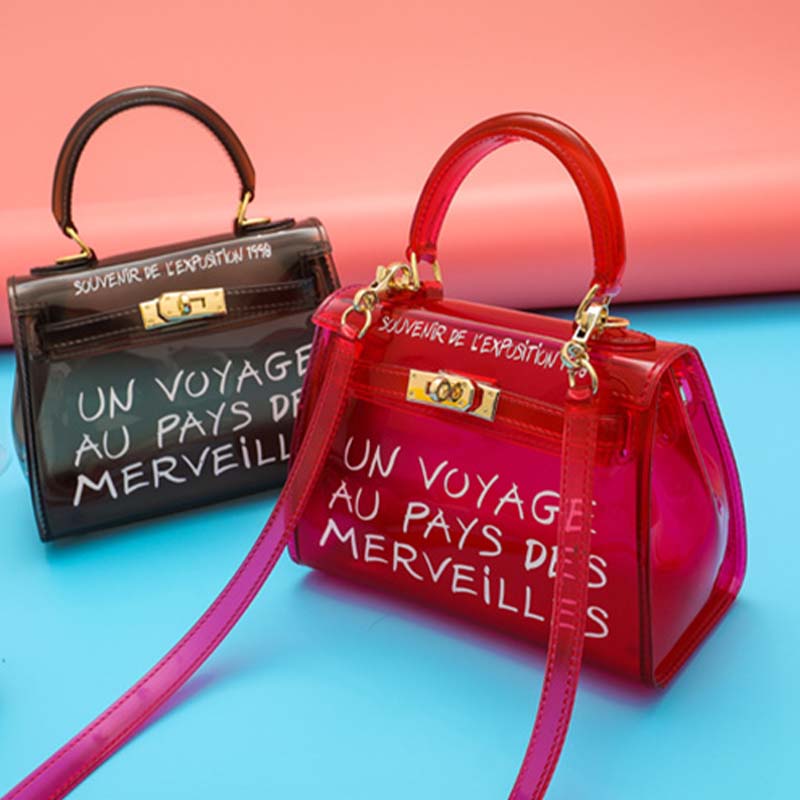 Transparent Top Handle Bag Bright Color Crossbody Handbag For Women