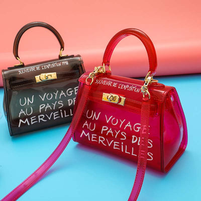 Transparent Top Handle Bag Bright Color Crossbody Handbag For Women