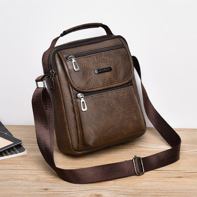 Portable Messenger Bag For Men Business Vegan Leather Shoulder Bag