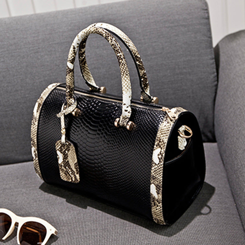 Snakeskin Grain Top Handbag For Lady Vegan Leather Crossbody Bag