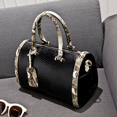 Snakeskin Grain Top Handbag For Lady Vegan Leather Crossbody Bag